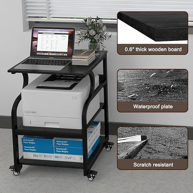 Natwind Large Printer Stand, 3 Tier Rolling Printer Cart - Image 7