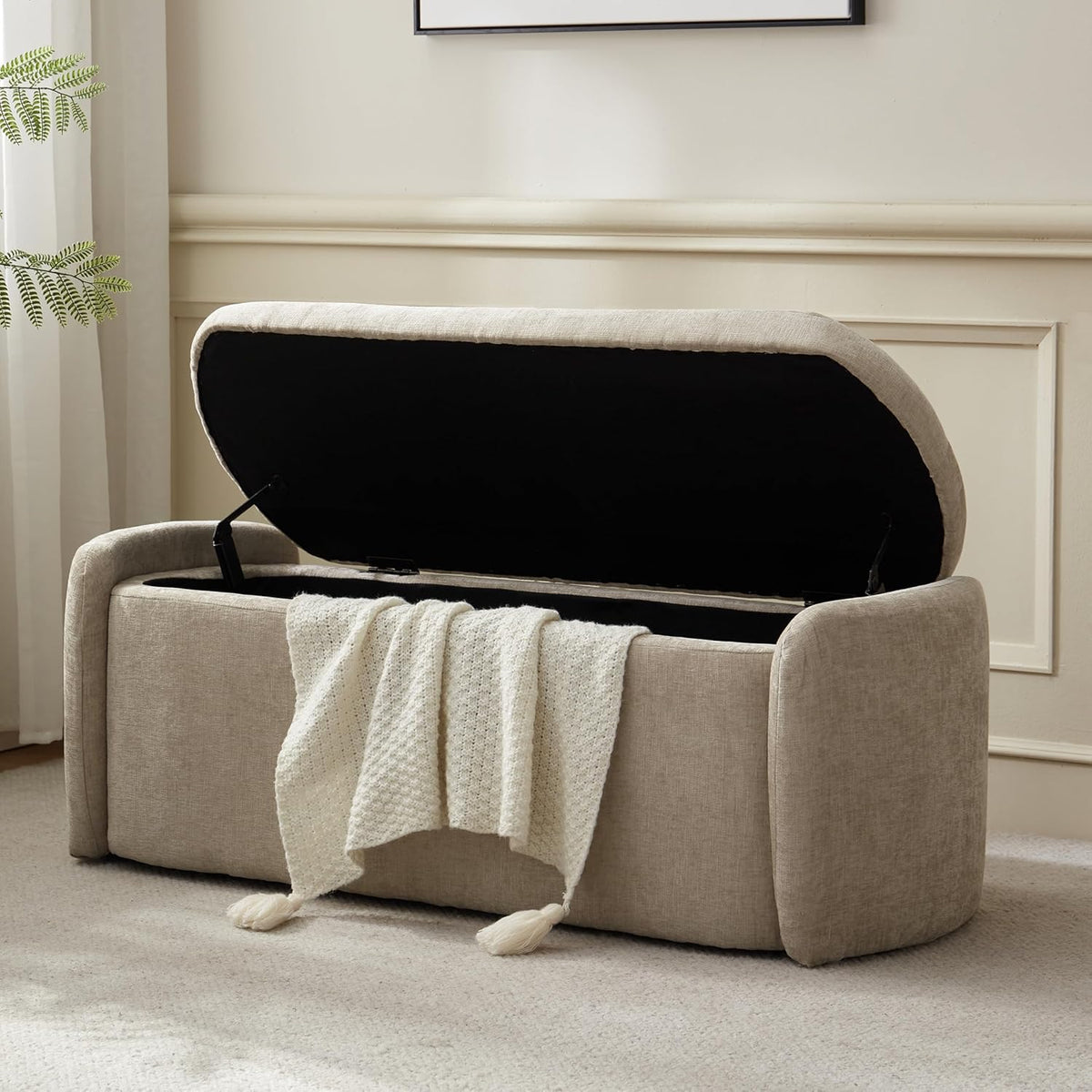 vknow storage bench, upholstered storage ottoman bench with, main product view