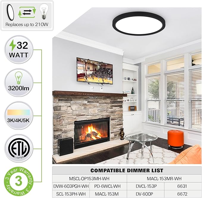hykolity 18 Inch LED Round Flat Panel Light, 3000K/4000K/5000K CCT Selectable - Image 4