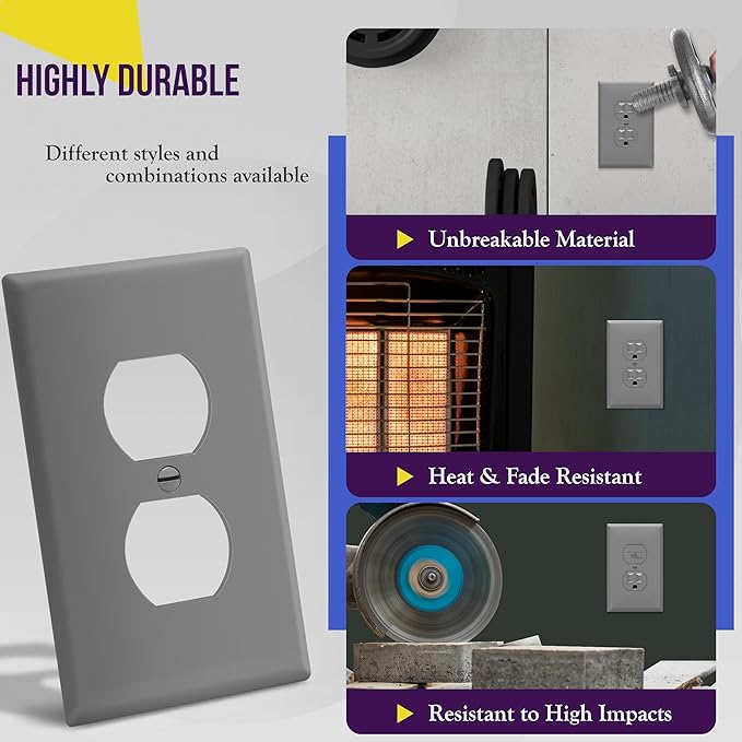 ENERLITES Duplex Receptacle Outlet Wall Plate, Electrical Outlet Cover - Image 4