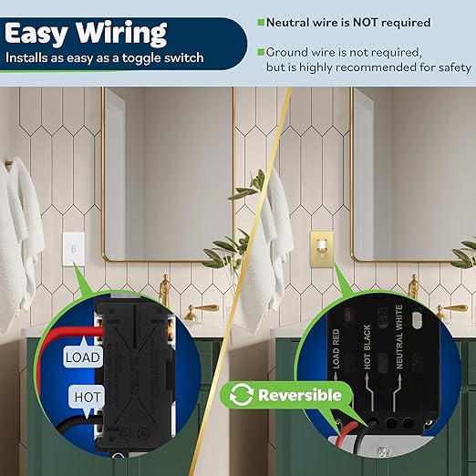 TOPGREENER Occupancy/Vacancy PIR Motion Sensor Light Switch, CDS Sensor - Image 5