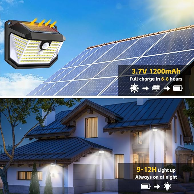 FAXBOX Solar Lights Outdoor Motion Sensor, 178 LED 300LM Waterproof IP65 - Image 2