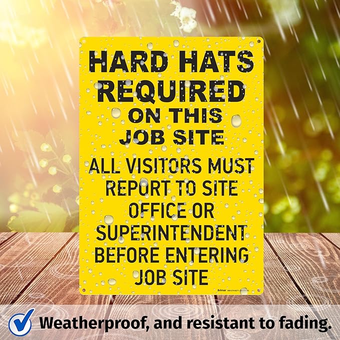 Brimar - 10" x 14" - Hard Hats Required on Job Site Sign - .055″ Polyethylene - Image 5