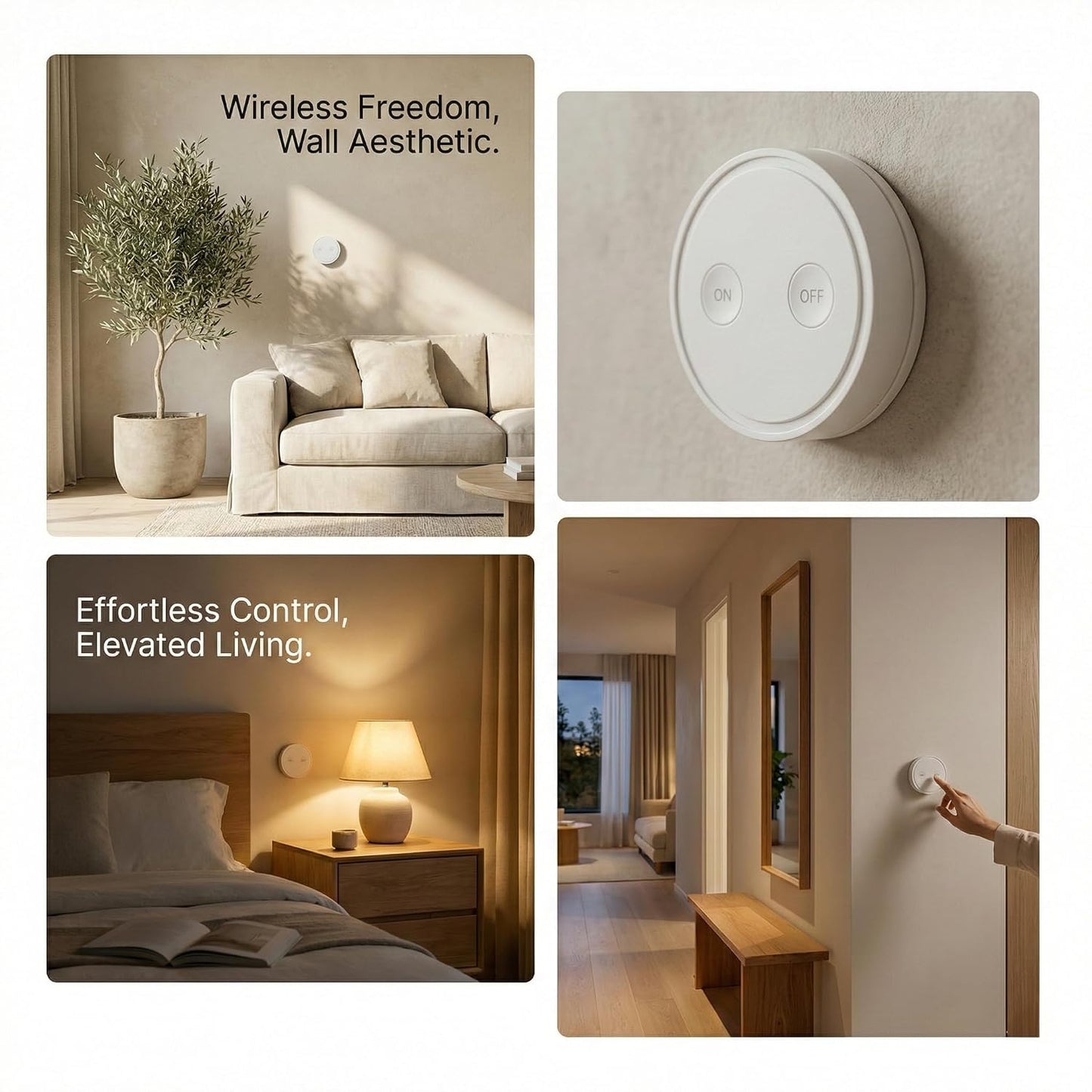LoraTap Mini Remote Control Outlet Plug Adapter, 656ft Range Wireless Light Switch for Household Appliances, No Hub Required, 10A/1100W, White