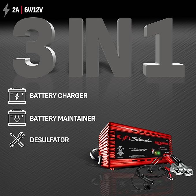 Schumacher Electric 2A Car Battery Charger and Maintainer, 3-in-1 Solution - Image 2