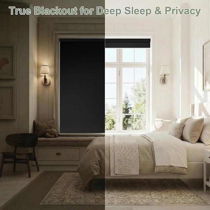 ZSHINE Motorized Blackout Window Blinds Customize Width Remote Control Wireless - Image 3