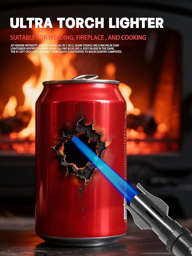 Bright Fire Torch Lighter Butane Refillable, Long Jet Flame Butane Lighter - Image 4