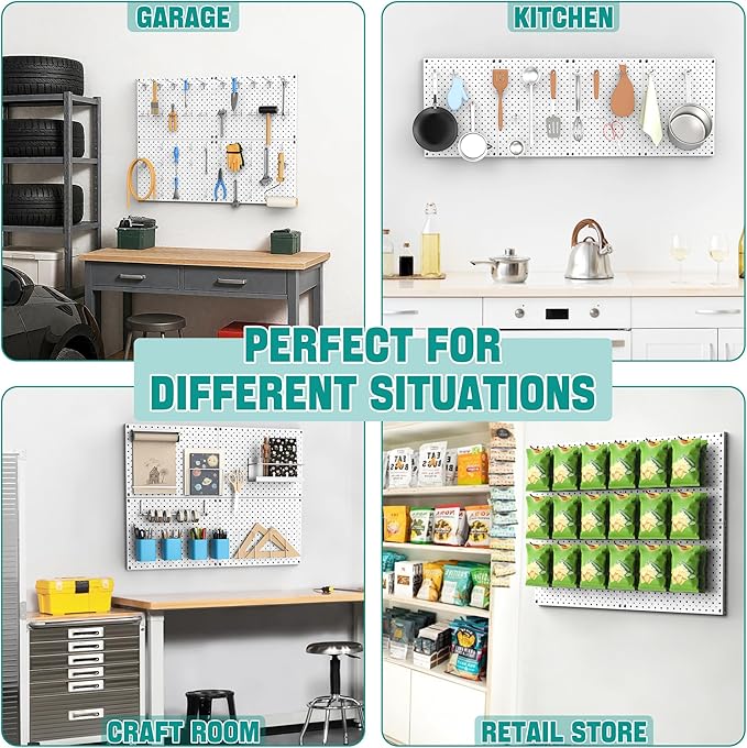 EVERHANGER Metal Pegboard Panels, Heavy Duty Pegboard Wall Organizer, Garage - Image 4