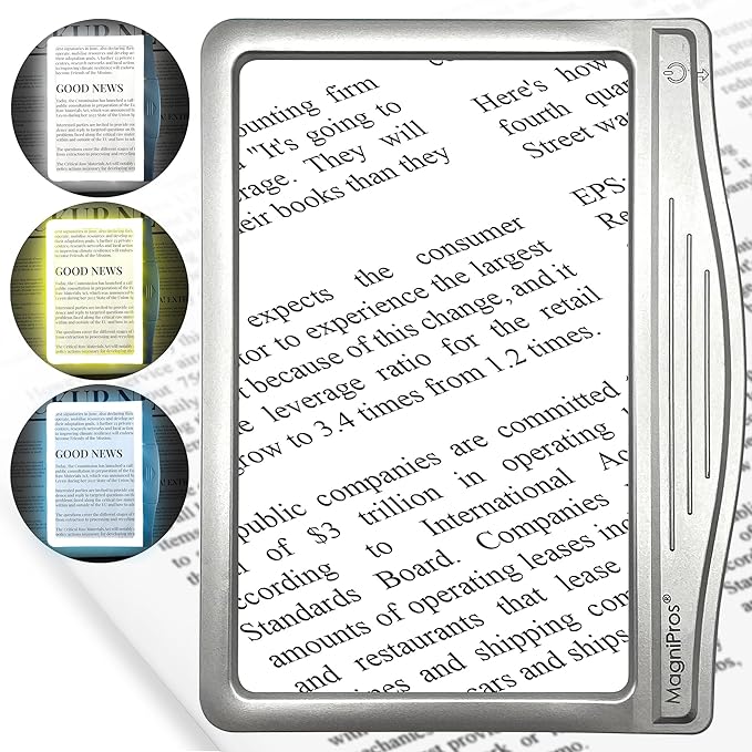 MAGNIPROS Patented 3X Large LED Page Magnifier by MagniPros