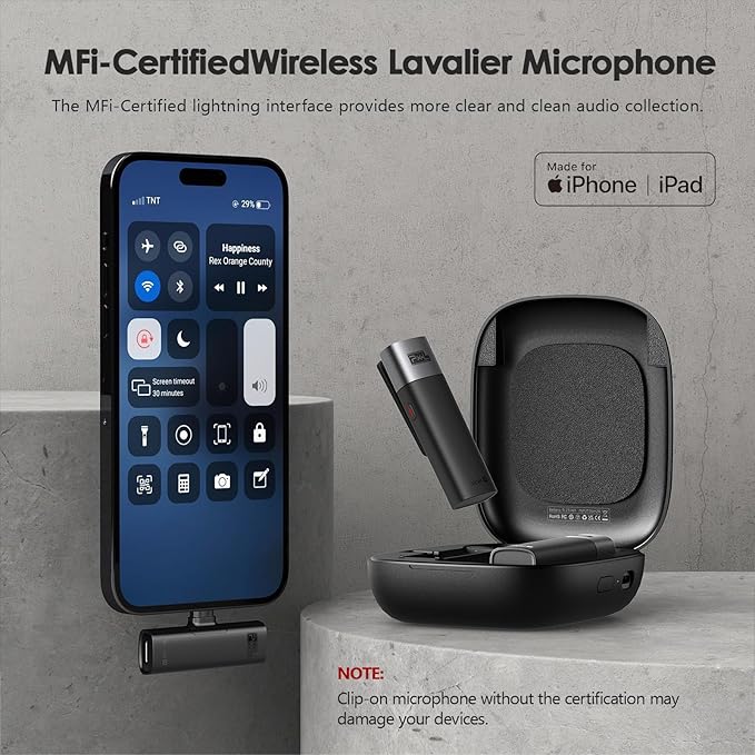 PIXEL Wireless Lavalier Microphone-2 Pack Lapel Mics Compatible - Image 2