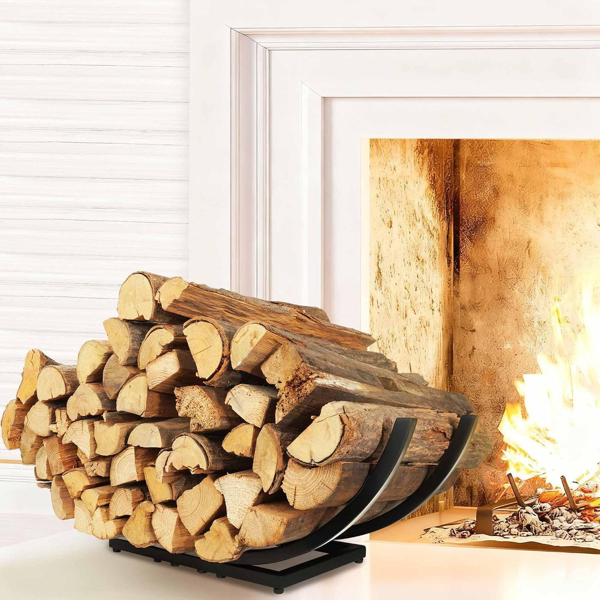 curved firewood rack firewood holder: 30 inch heavy, main product view