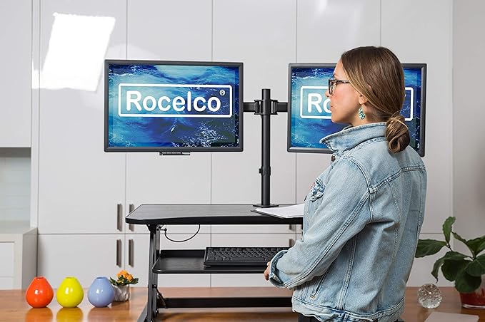 Rocelco 40" Large Height Adjustable Standing Desk Converter - Image 2