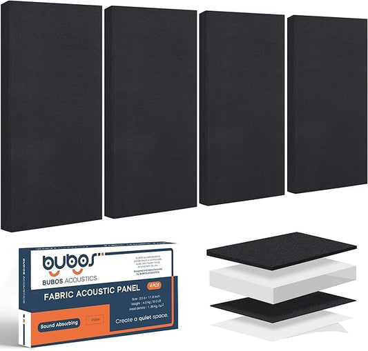 BUBOS 4 PCS Fabric Acoustic Panels, 23.6''x11.8''x2'' Sound Proof Panels by BUBOS