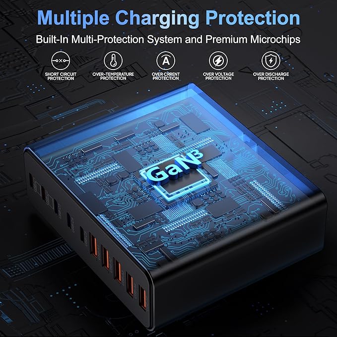 420W USB C Charger Block, 10-Port Charging Station GaN Fast Charging Type C & - Image 5