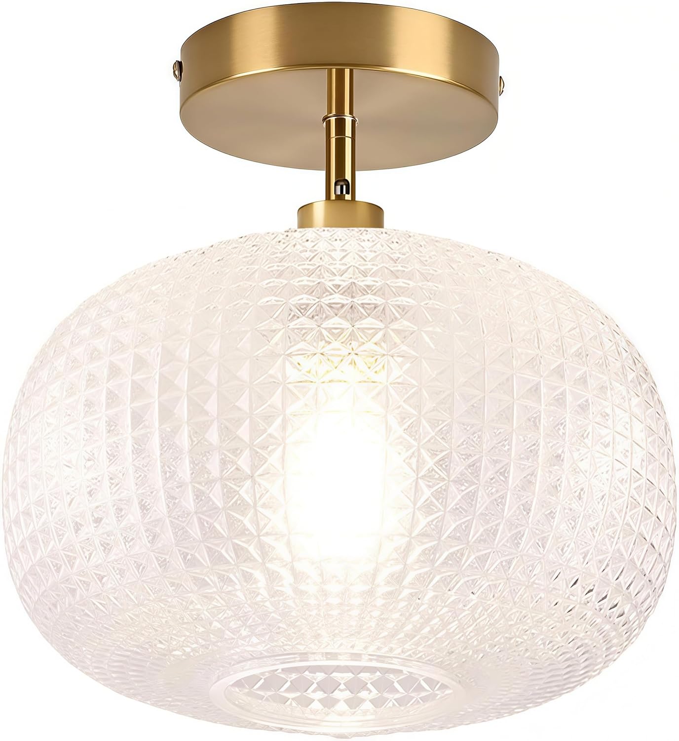 Gold Semi Flush Mount Ceiling Light Fixture,Hallway Light Fixtures,Vintage Ceiling Light Fixture,Globe Glass Ceiling Fixture,Adjustable Hanging Lighting for Bathroom Entryway Bedroom