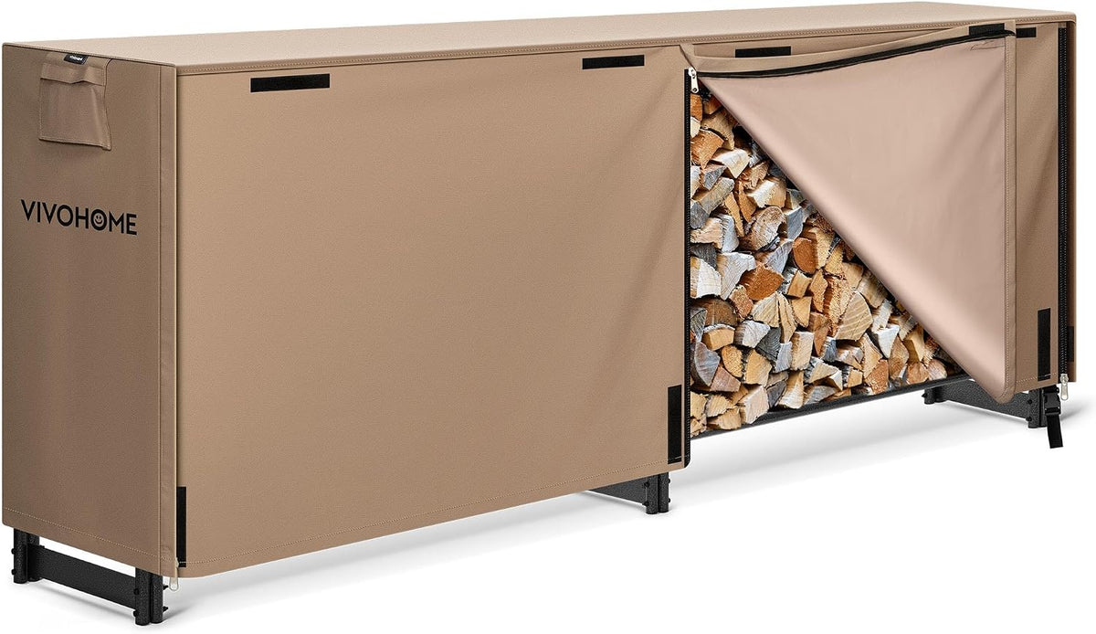 vivohome 8 ft heavy duty firewood rack outdoor, main product view