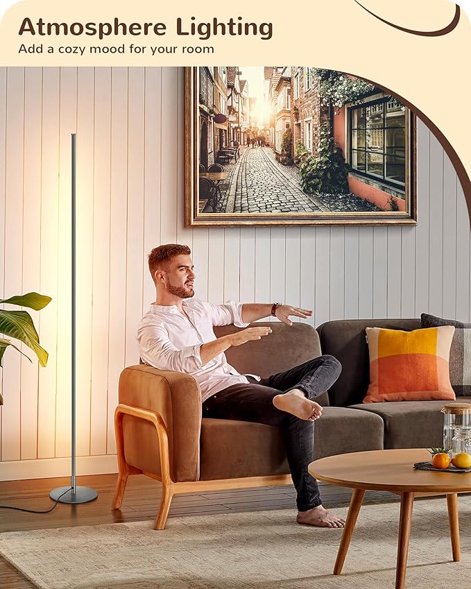 EDISHINE LED Corner Lamp, 57.5" Tall Slim Sleek Floor Lamps - Image 5