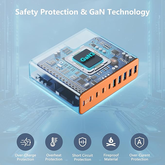 320W USB C Charger Block, 10-Port USB C Charging Station GaN III PD 65W Laptop - Image 5