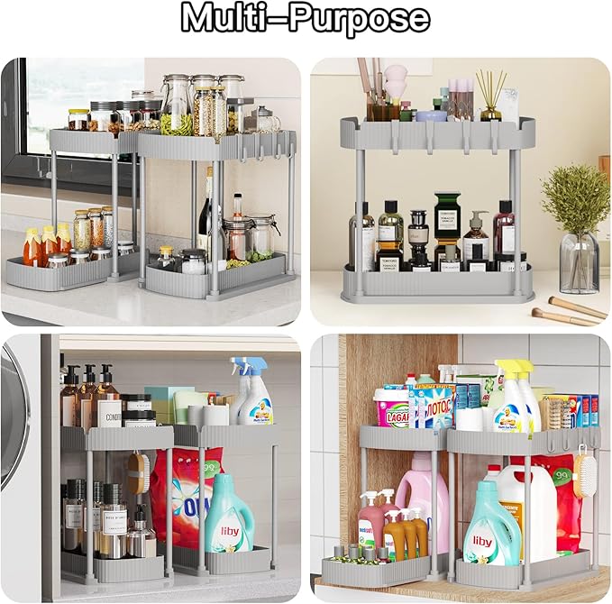 Ukeetap 2 Pack Multi-Purpose Pull-Out Storage Organizers, Under Sink Organizers - Image 6