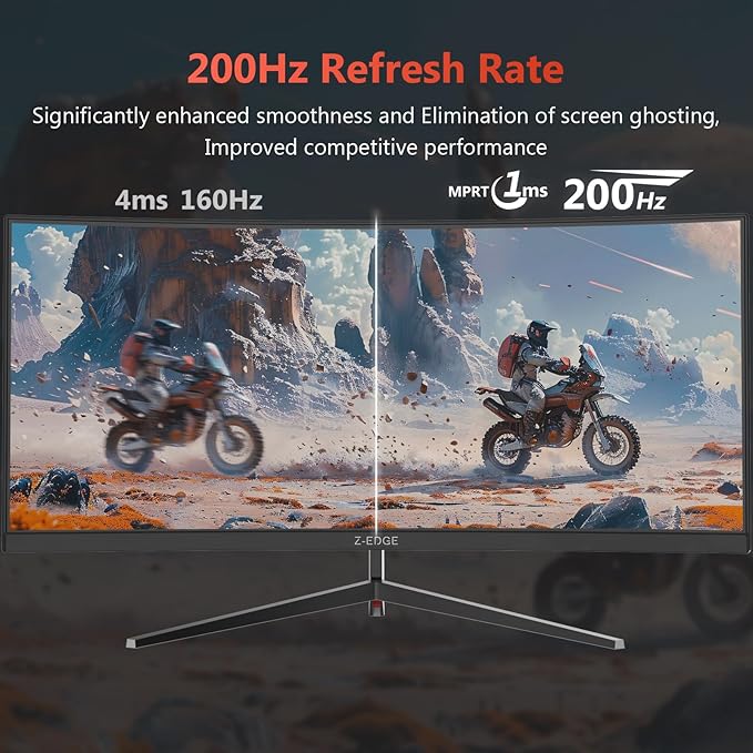 Z-Edge 30" Curved Gaming Monitor, WFHD1080P 200Hz 165Hz Monitor, MPRT 1ms - Image 3