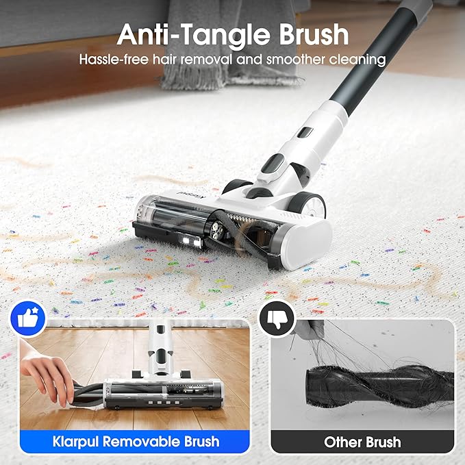 Klarpul Cordless Vacuum Cleaner, 2 Batteries 140 Mins Runtime 600W 50Kpa Stick - Image 7
