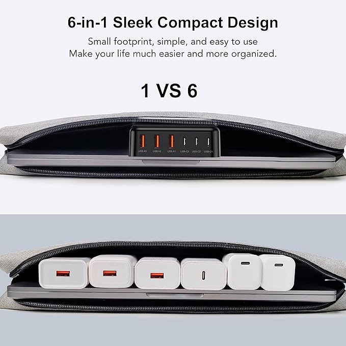 USB C Fast Charger, 100W GaN 6 Port Type C Charging Station Hub Block Cube - Image 7