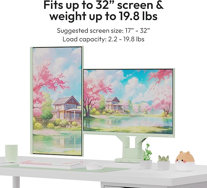 Pixio PS1D Wave Mint Green Dual Monitor Arm Stand Desk Mount - Image 2