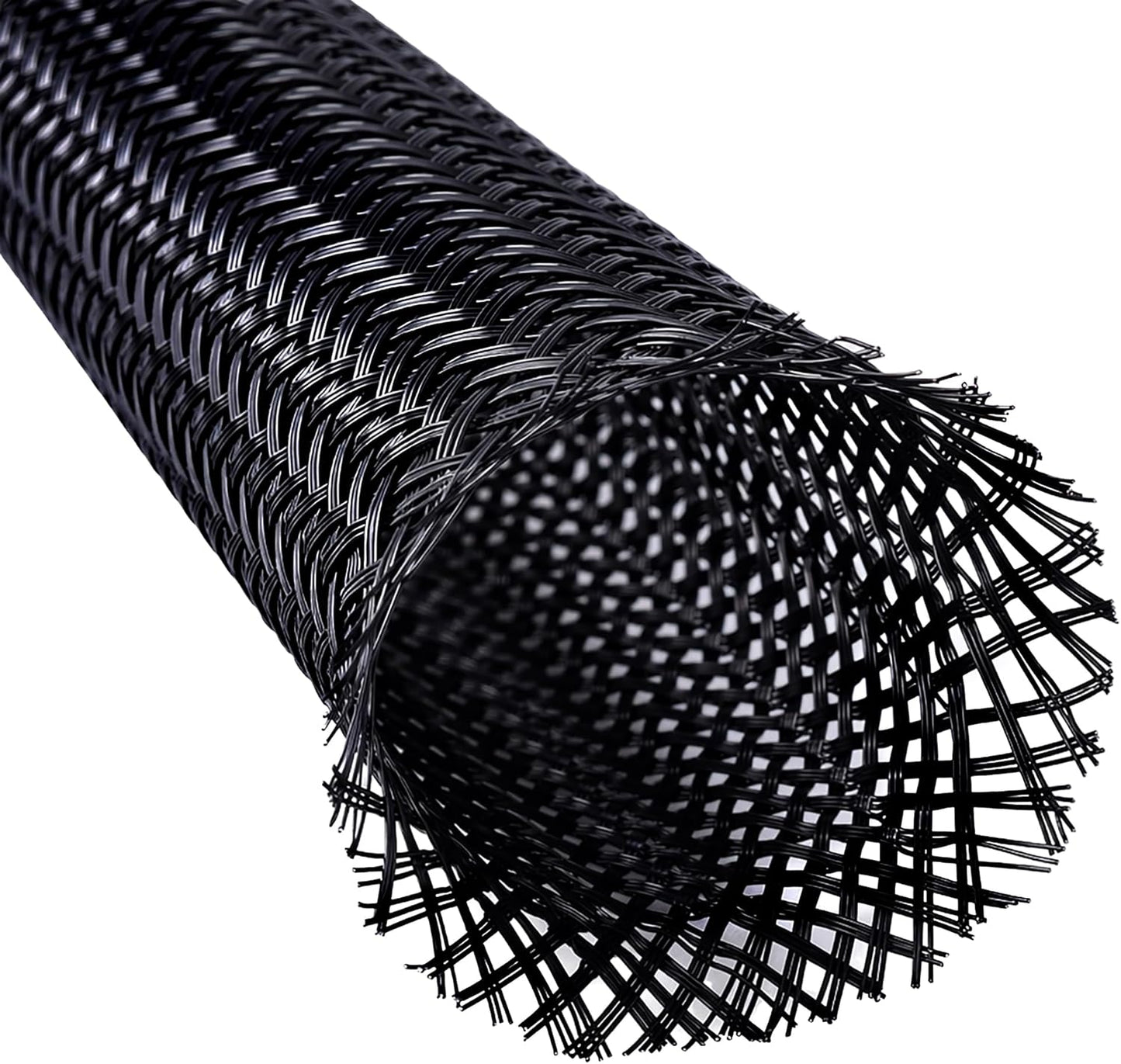 32ft 1" Expandable Cable Sleeving, Braided PET Wire Cover Cord Management | Black PET Braided Flexible Cable Sleeve, Anti-Scratch Wire Loom for Automotive Wire Harness Hydraulic Hose