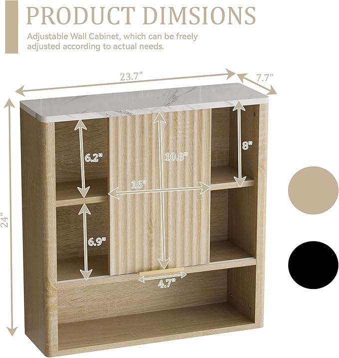 Bathroom Wall Cabinet, Fluted Medicine Cabinet - Image 2