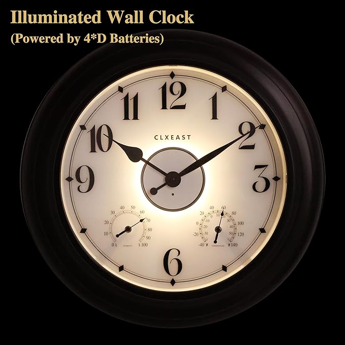 CLXEAST 24 Inch LED Self-Illuminated Outdoor Metal Clocks Waterproof, Large - Image 4