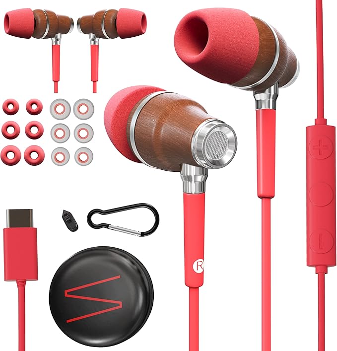 Symphonized Premium Wooden iPhone Earphones Wired Deep Bass Sound, 3D Sound by Symphonized