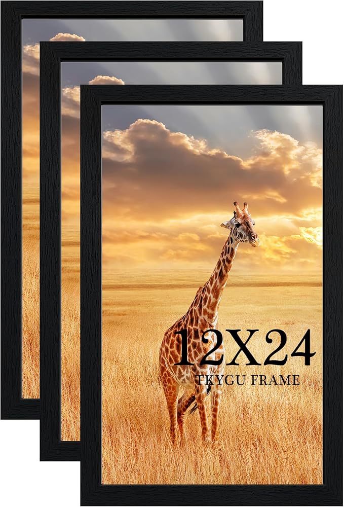 TKYGU 12x24 Picture Frame Set of 3, Wooden Frame 12x24 Wall Gallery Poster by TKYGU