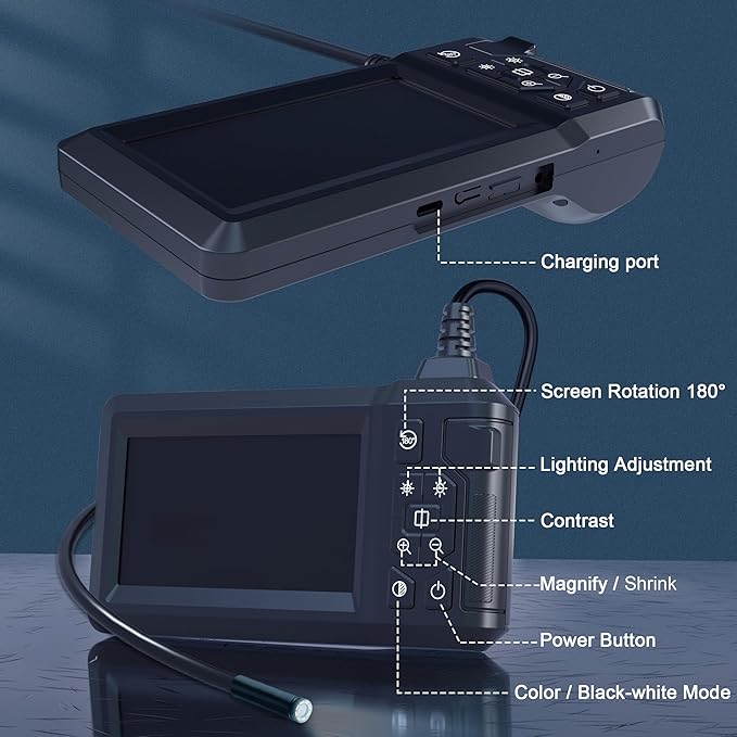 Endoscope Camera with Light, Borescope Camera with 4.3" IPS Screen, 1080P HD - Image 7