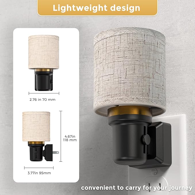 L LOHAS LED Night Lights Plug into Wall, Linen Fabric Cylinder Decor Night Light - Image 4