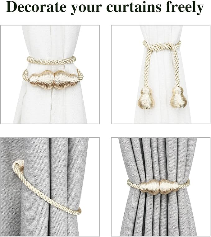 Nieffeiy Magnetic Curtain Tiebacks Outdoor Curtain Tie Backs Rope Decorative - Image 4