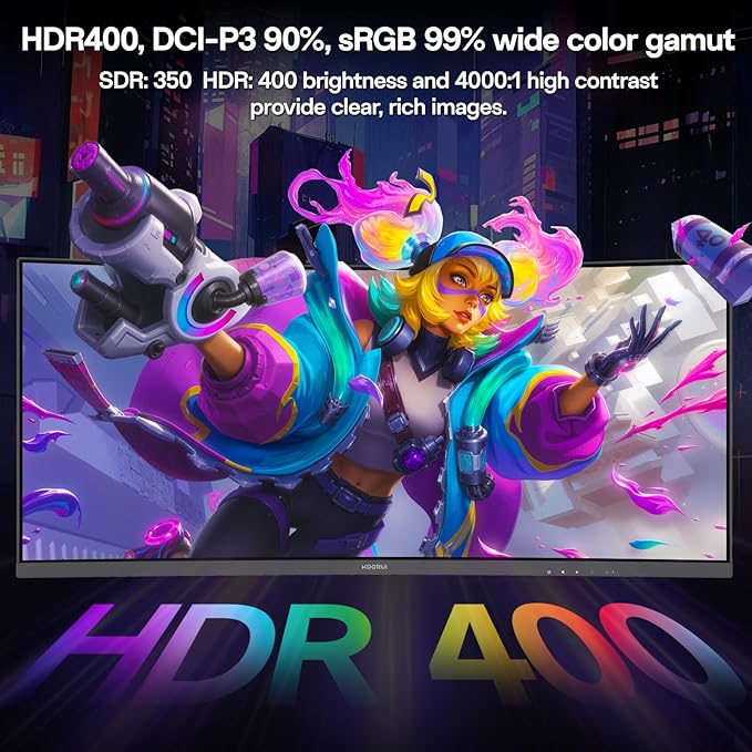 KOORUI 34 Inch 240Hz Ultrawide Curved Gaming Monitor 3440x1440P, 21:9 Display - Image 5