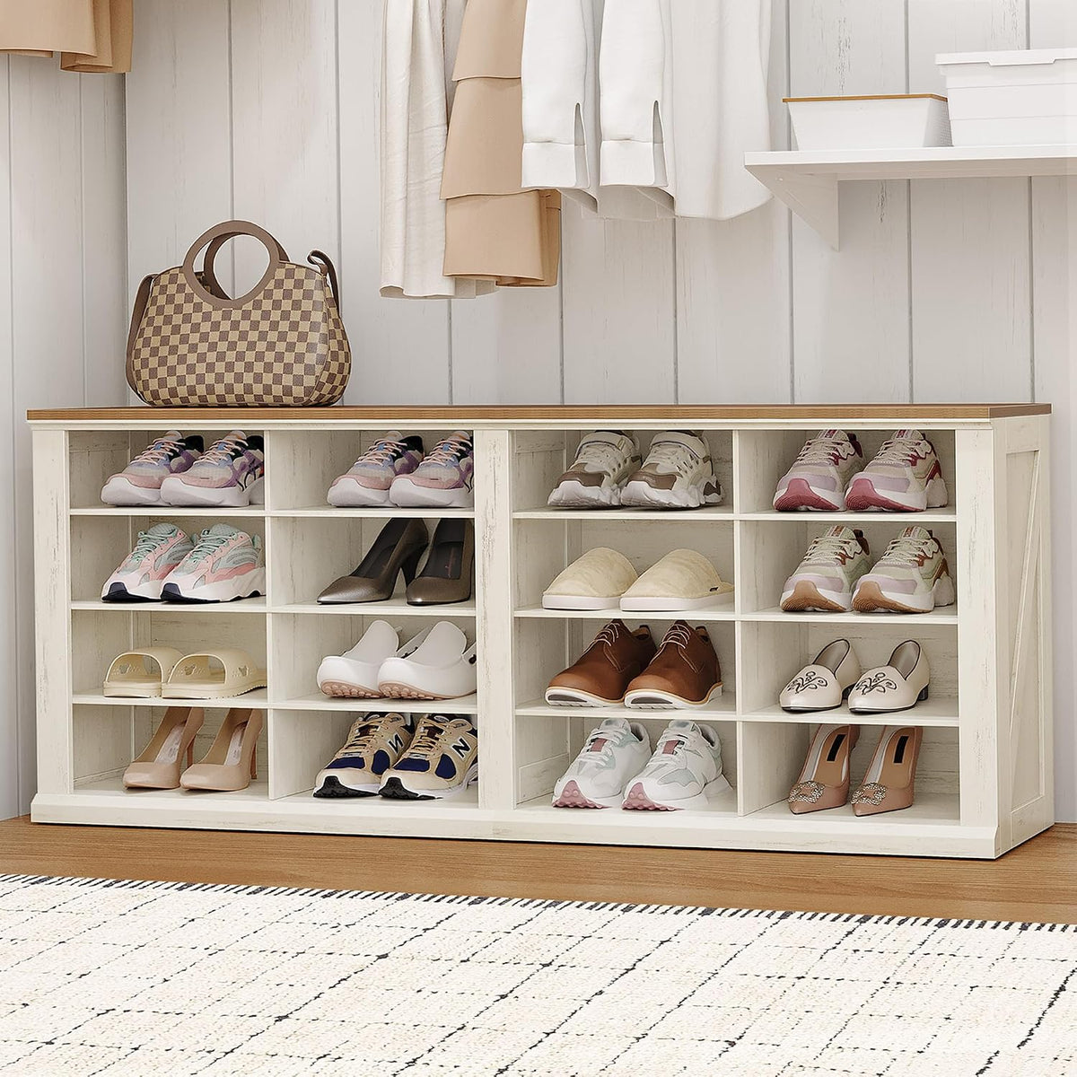 hzuaneri shoe storage bench, wooden entryway shoe benches, main product view