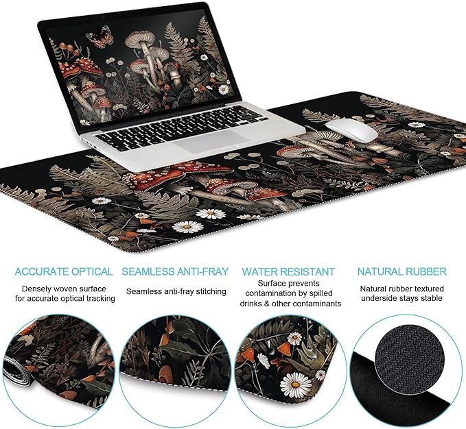 LIMKRIAN Mushroom Mouse Pad Set Large Desk Matt - Image 3