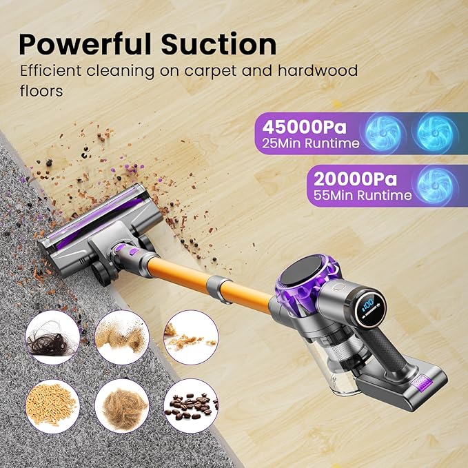 UML0 S3P Cordless Vacuum Cleaner, 45kPa Powerful Suction Vacuum Cleaners - Image 2