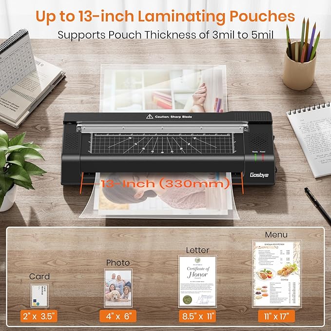 Gasbye Laminator Machine, 13-Inch Thermal Laminator - Image 3