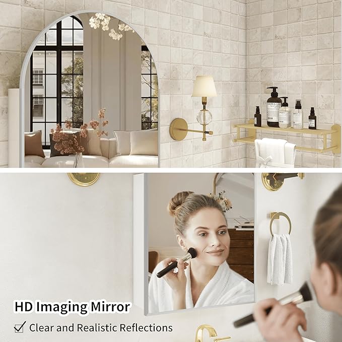 Silver Medicine Cabinet with Mirror, Arched Bathroom Cabinet Left or Right - Image 4