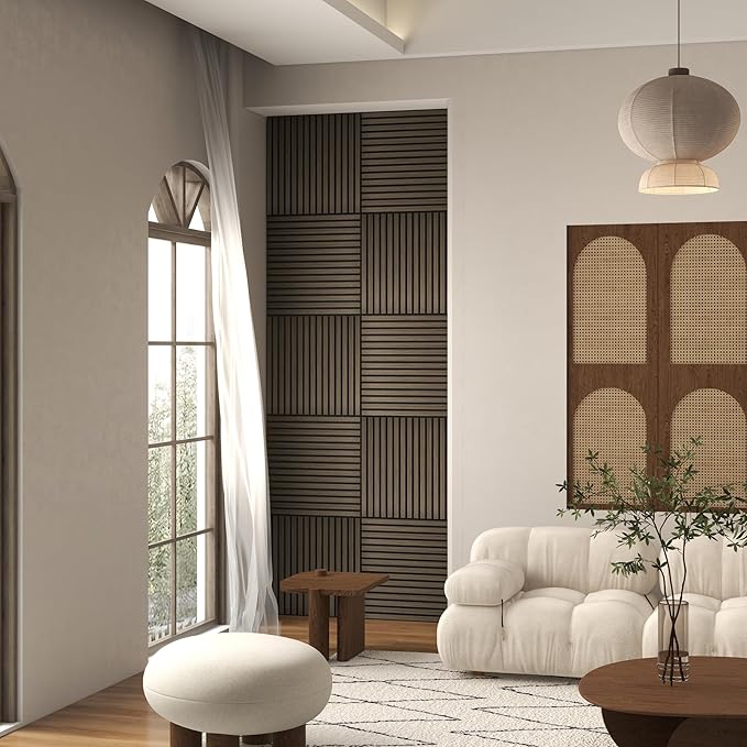 HOMCOM 4 Pack 3D Faux Wood Wall Panels, Wood Slat Wall Panels - Image 8