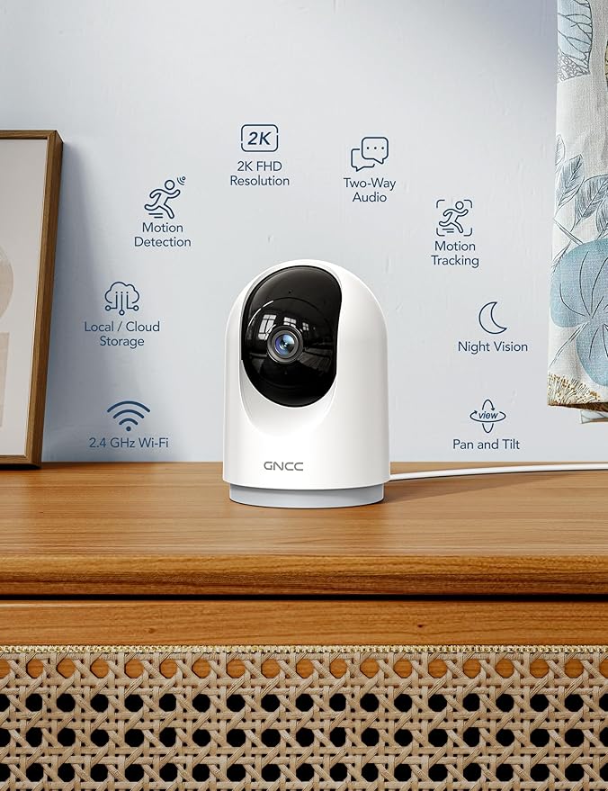 GNCC 2K Cameras for Home Security-Indoor Pan/Tilt Cameras for Baby Monitor/Pet - Image 2