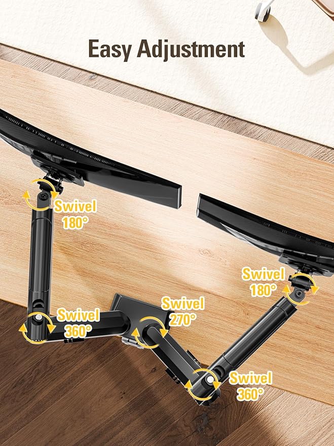 DreamAxis Dual Monitor Stand for 13-32 Inch Computer Screens, Dual Monitor Arms - Image 5