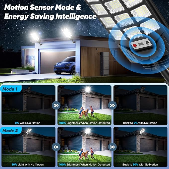 Solar Street Lights Outdoor Waterproof, 30000LM 6500K LED Motion Sensor Lights - Image 3