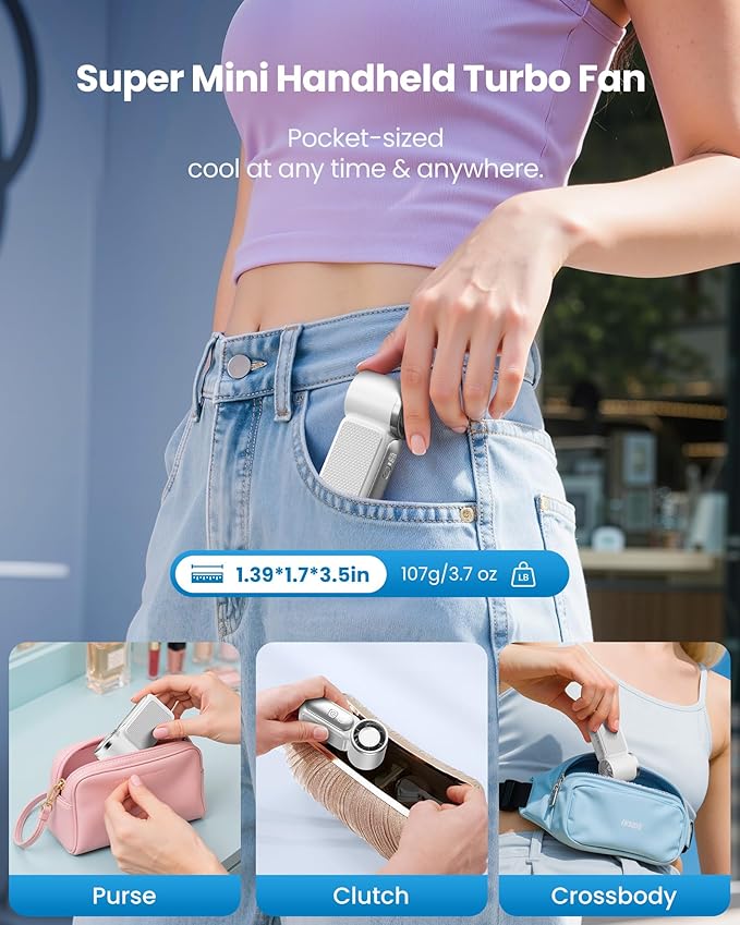 Gaiatop Portable Handheld Mini Fan, 6 Speeds 16900 RPM High Velocity Personal - Image 2