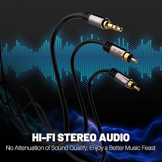 2 Pack 8FT 3.5mm to RCA Stereo Audio Adapter Cable, Auxiliary RCA Y Splitter - Image 3