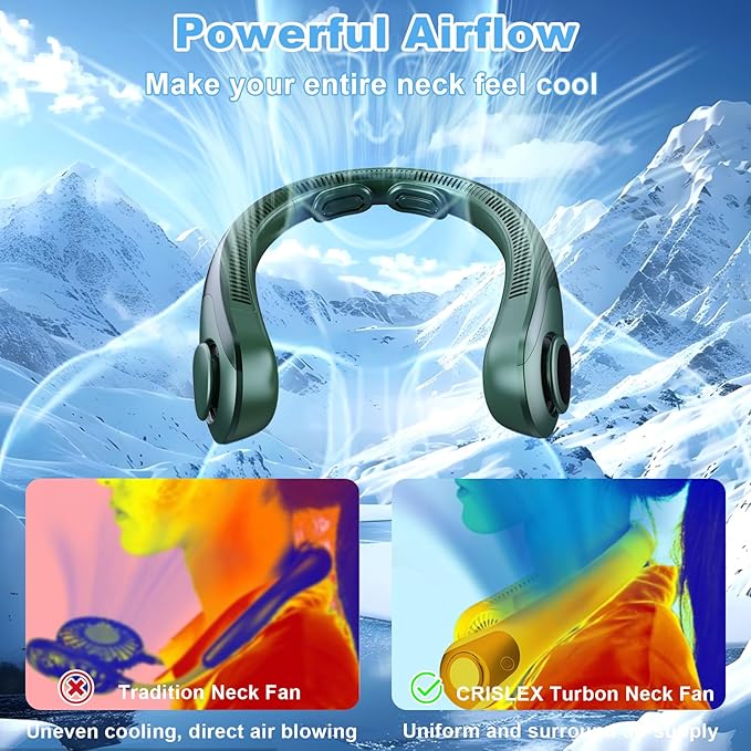 Portable Neck Fan that Blow Cold Air, LED Display, Rechargeable Hands-Free - Image 4