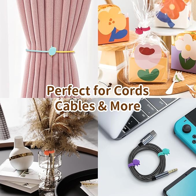 SOLIDATOR Charming Elephant Magnetic Cable Ties – 24 Pack, Reusable Silicone - Image 3
