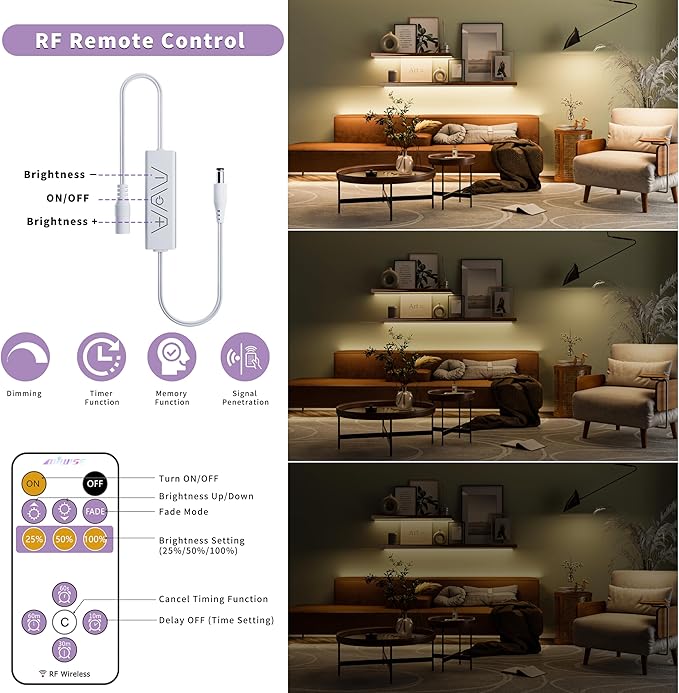 MIWISE RF Remote Dimmer for Single Color LED Strip Lights, 13-Key Wireless - Image 2